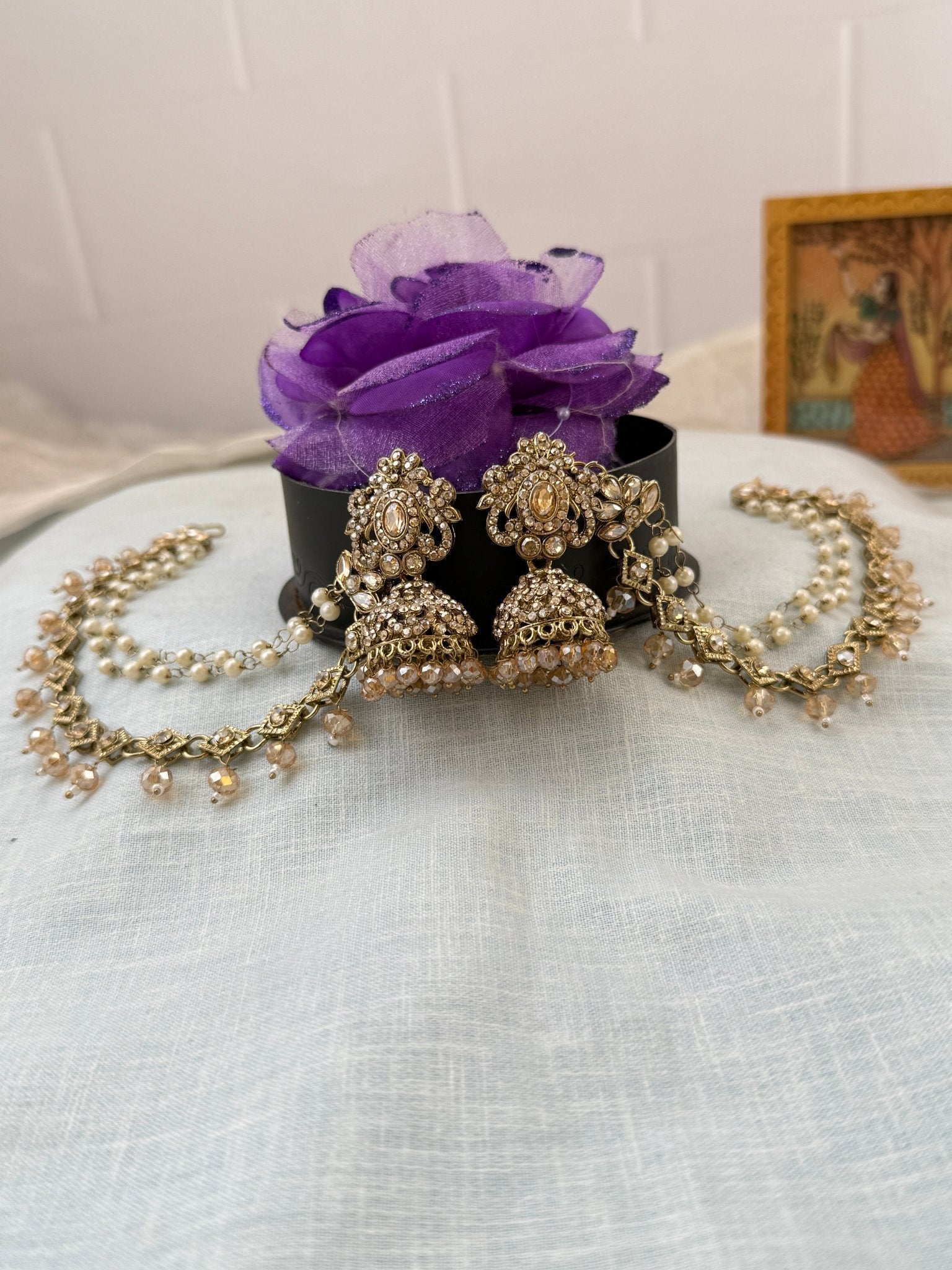 Royal Polki Style Jhumka with Maatal 0262 - Mahilas