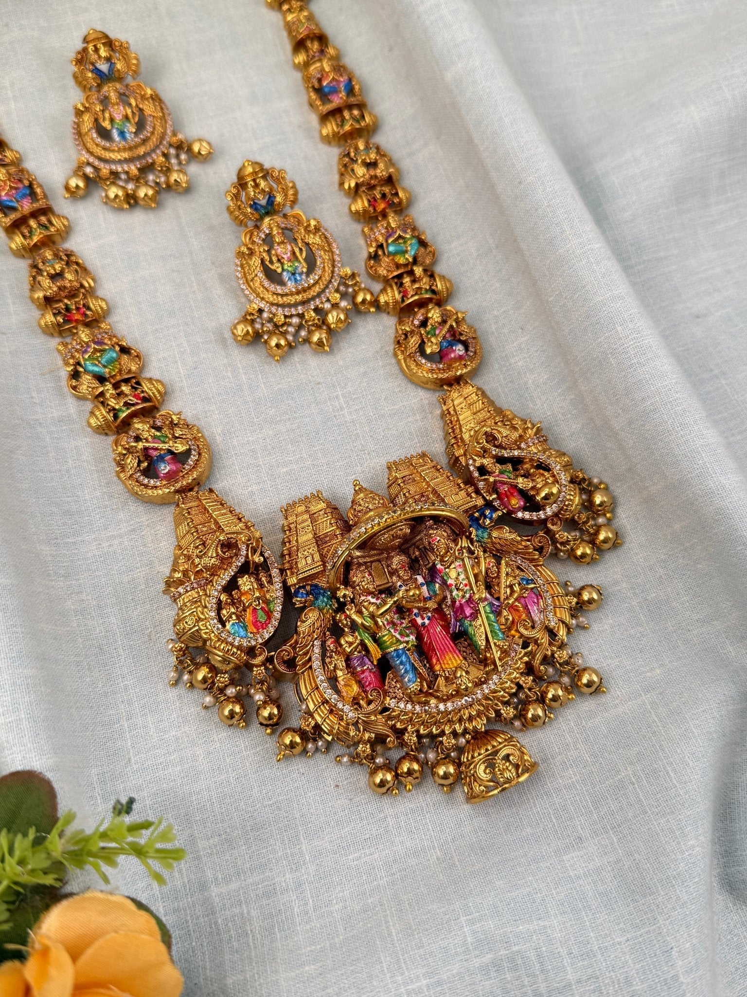 Royal Shiva Parvati Kalyana Story Antique Necklace Set 610 - Mahilas