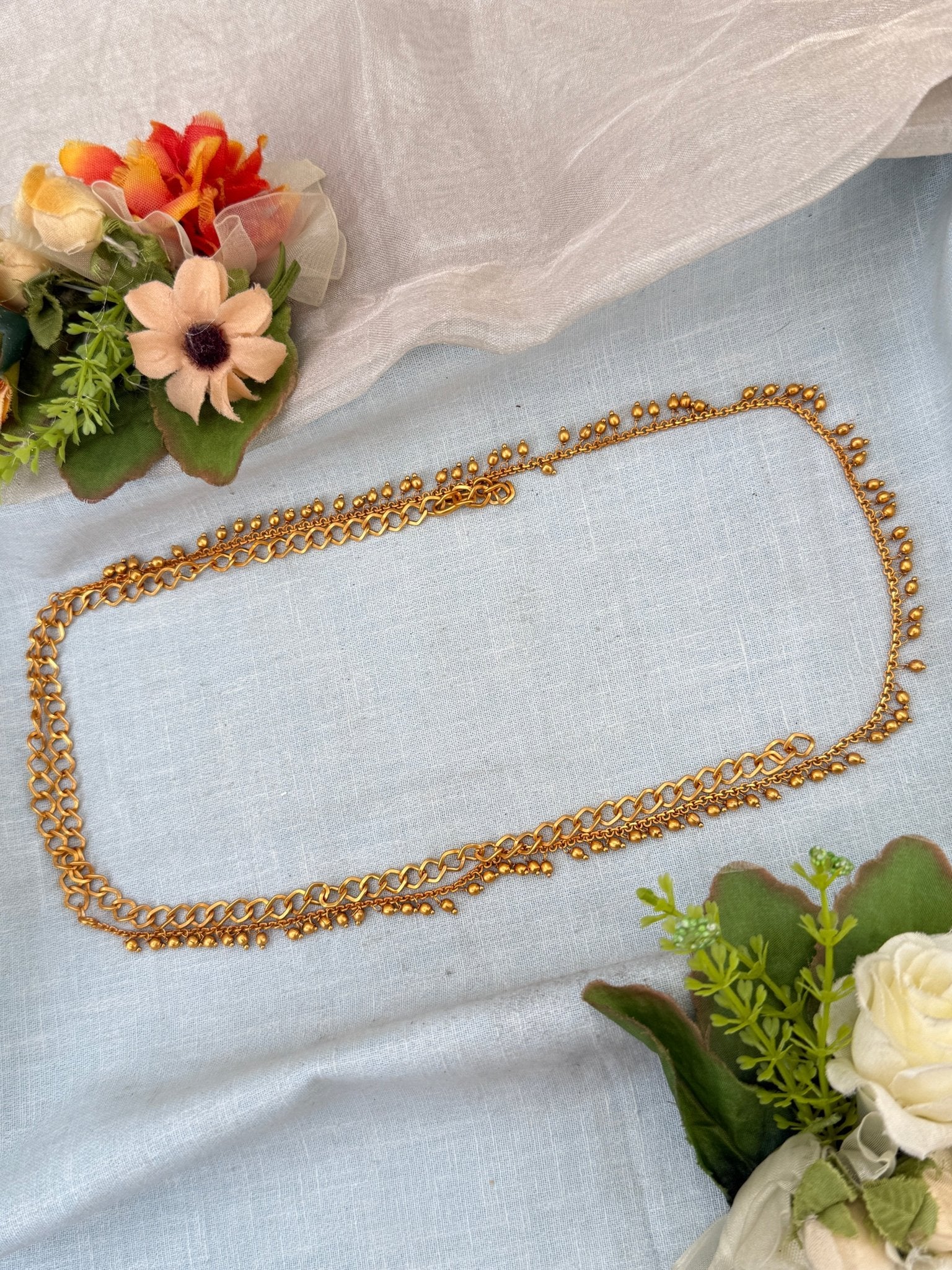 Royal Single Layer Matte Antique Chain Vaddanam Kamarbandh 8094 - Mahilas