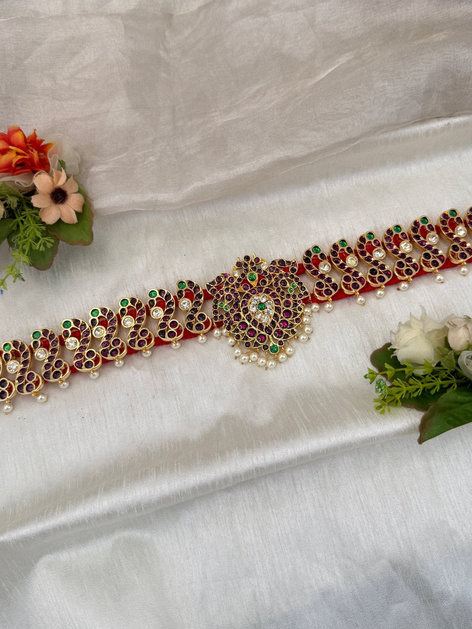 Royal Temple Pure Kemp Brass Bharatanatyam Waist Belt 021 - Mahilas