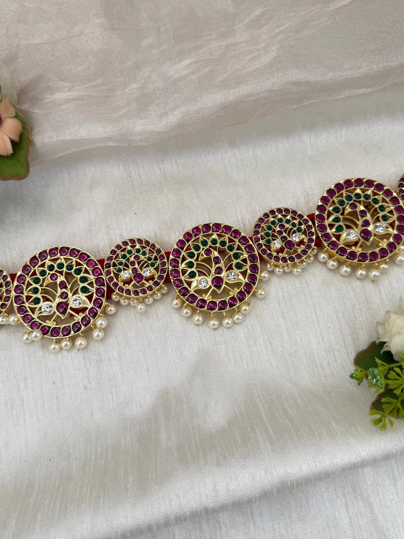 Royal Temple Pure Kemp Brass Bharatanatyam Waist Belt 022 - Mahilas