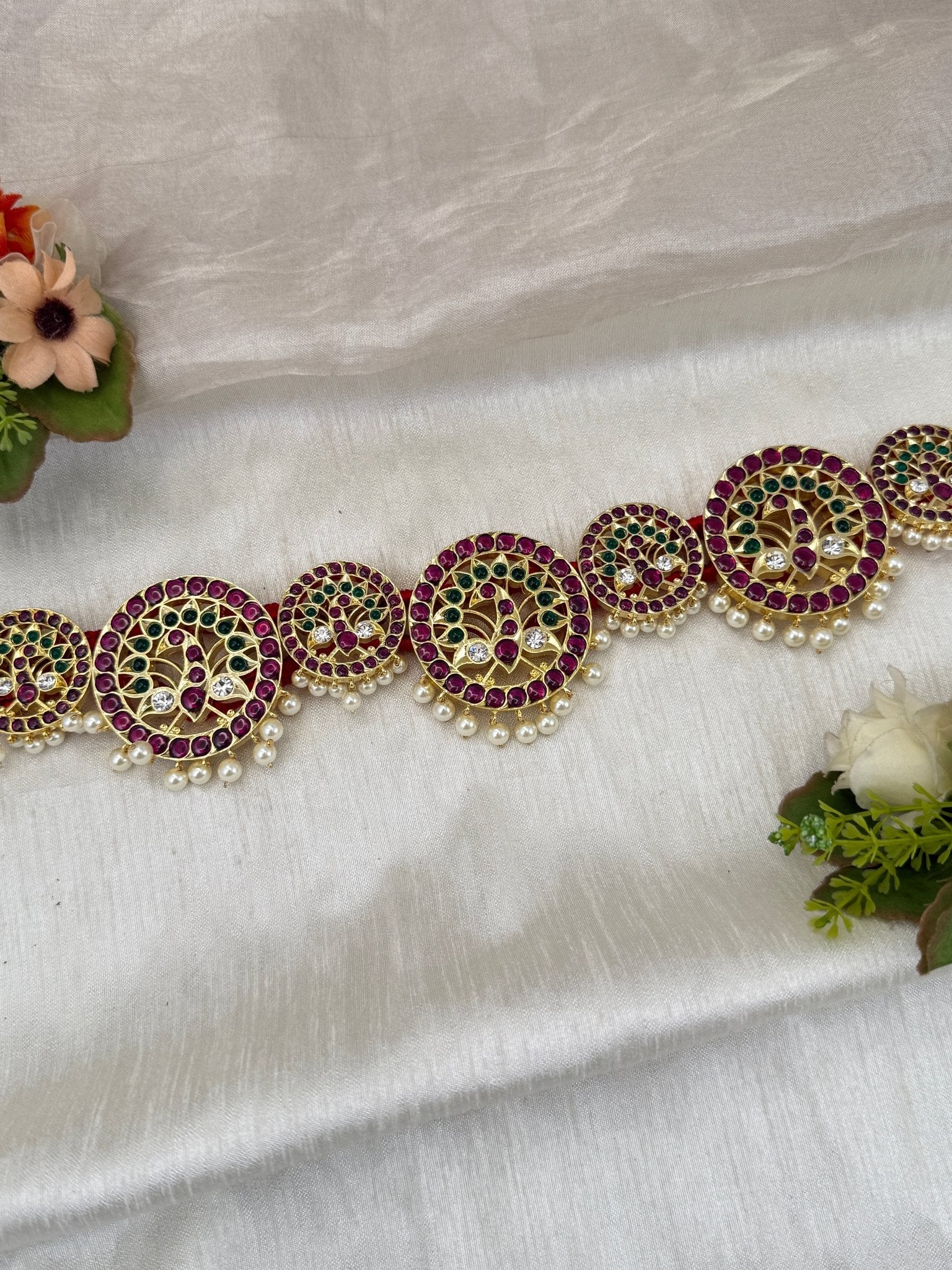 Royal Temple Pure Kemp Brass Bharatanatyam Waist Belt 022 - Mahilas