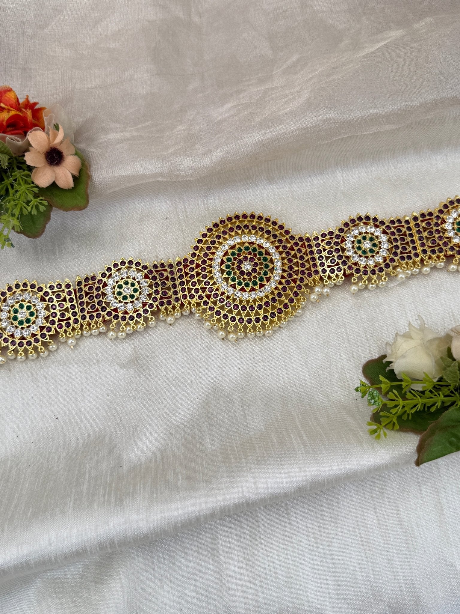 Royal Temple Pure Kemp Brass Bharatanatyam Waist Belt 023 - Mahilas