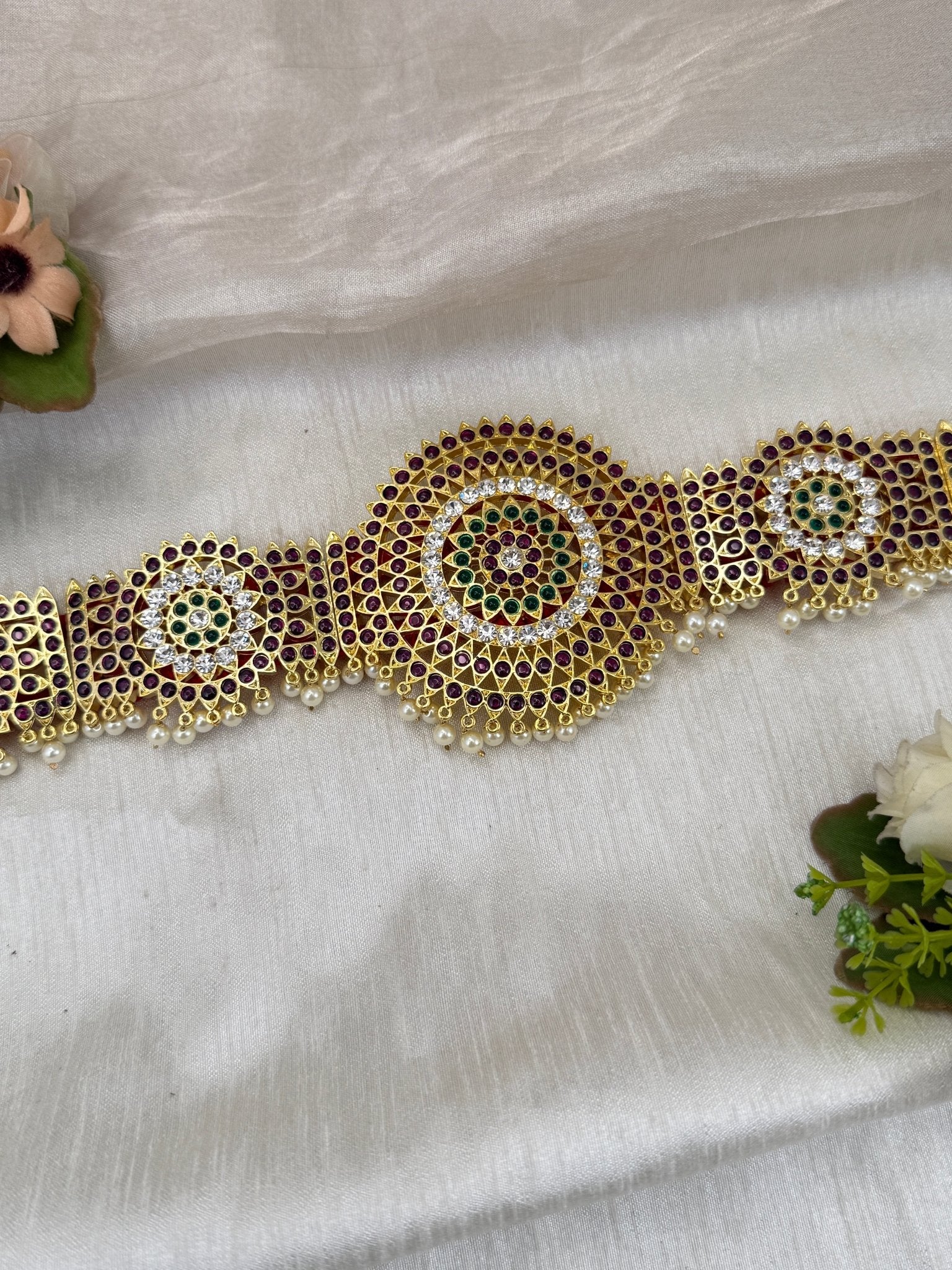 Royal Temple Pure Kemp Brass Bharatanatyam Waist Belt 023 - Mahilas