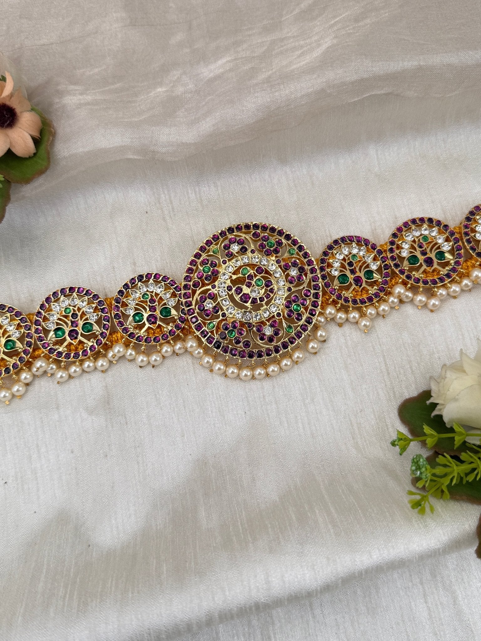 Royal Temple Pure Kemp Brass Bharatanatyam Waist Belt 024 - Mahilas