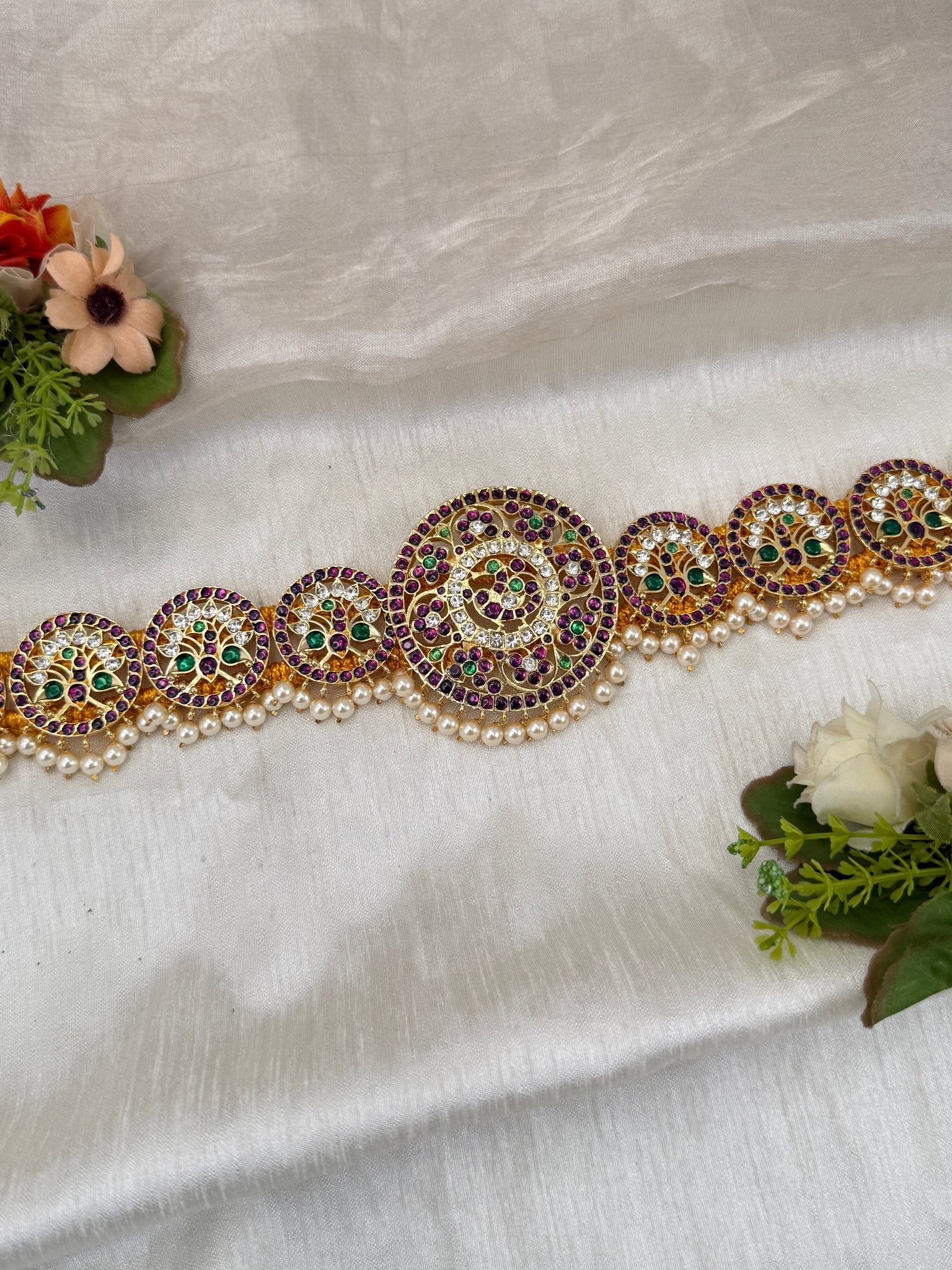 Royal Temple Pure Kemp Brass Bharatanatyam Waist Belt 024 - Mahilas