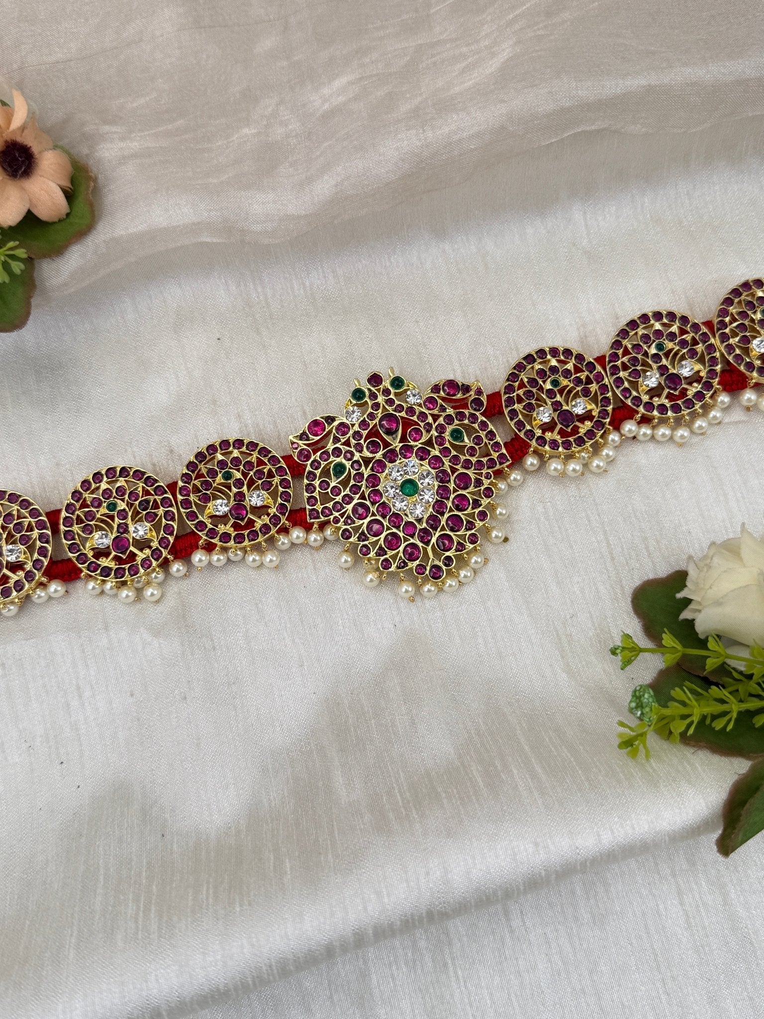 Royal Temple Pure Kemp Brass Bharatanatyam Waist Belt 025 - Mahilas