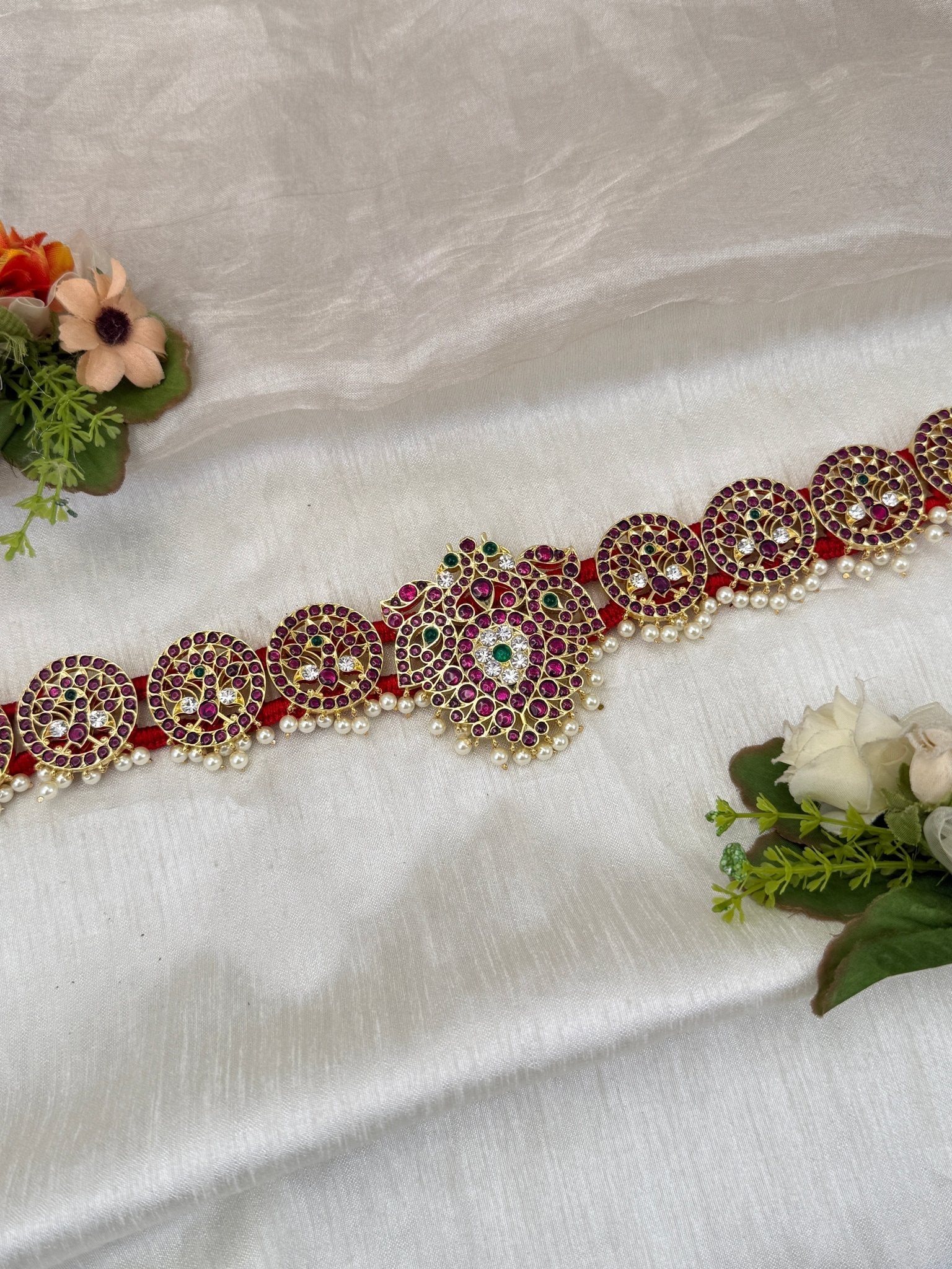 Royal Temple Pure Kemp Brass Bharatanatyam Waist Belt 025 - Mahilas