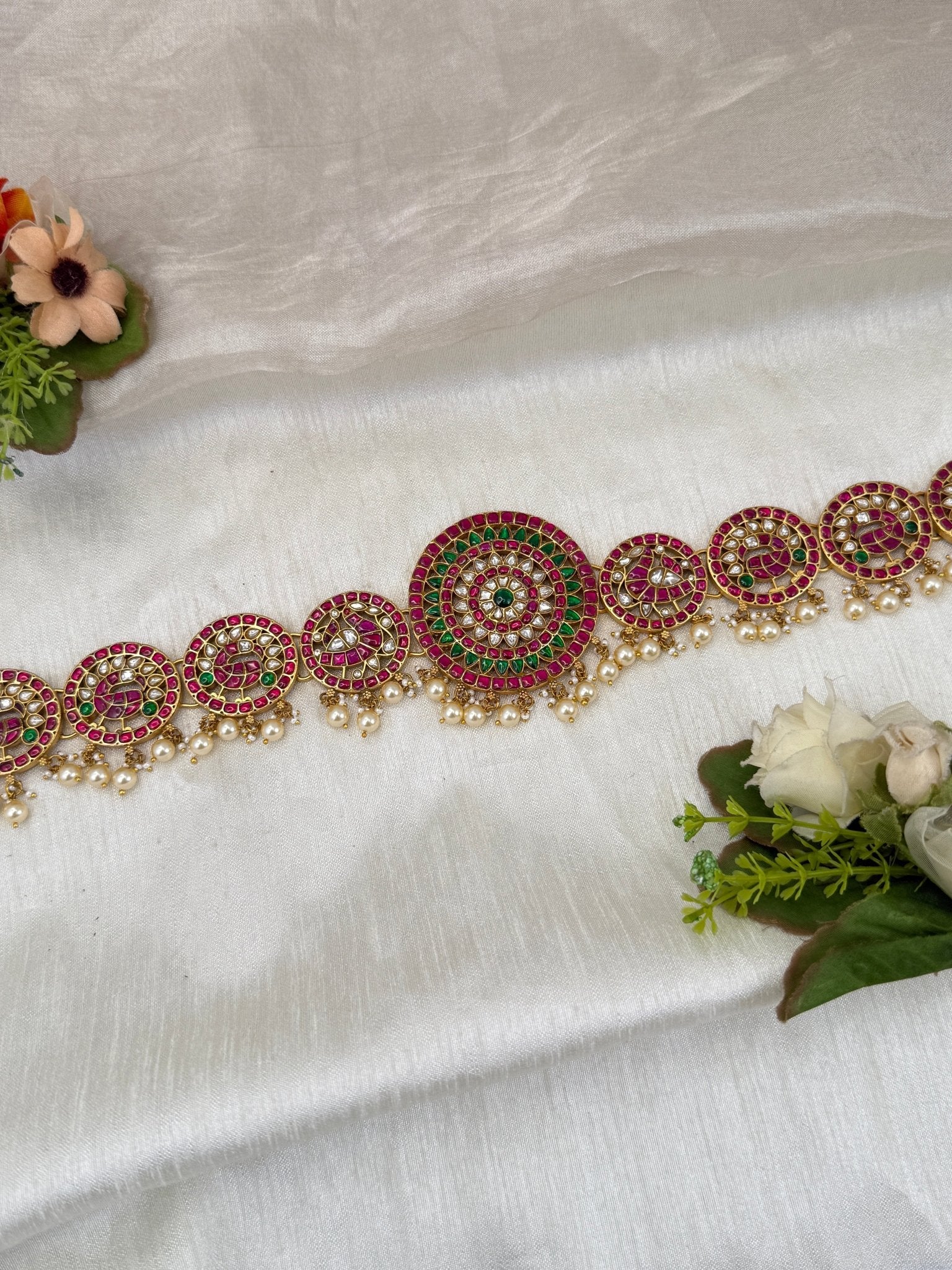 Royal Temple Pure Kemp Brass Bharatanatyam Waist Belt 026 - Mahilas