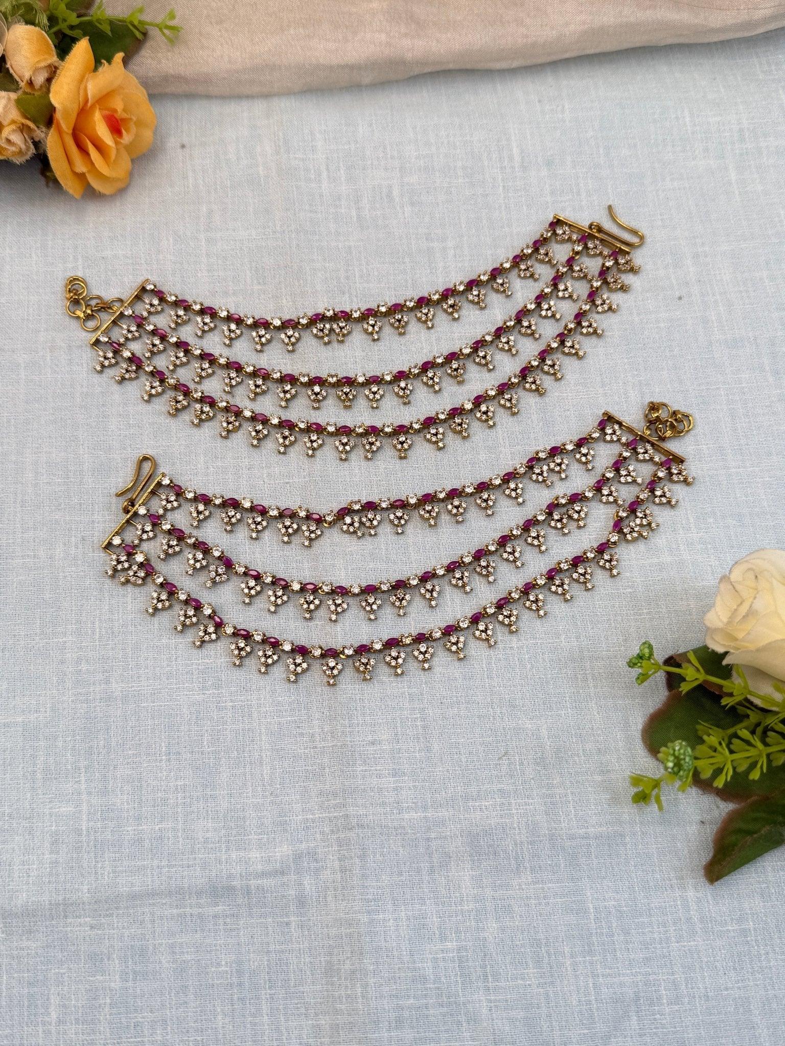 Royal Victorian Stone Maatal Ear Chain 271 - Mahilas