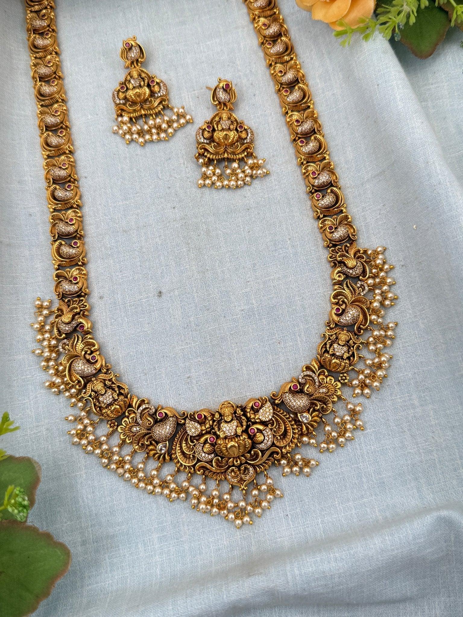 Trending Navilu Lakshmi Antique Long Necklace Set 0146 - Mahilas