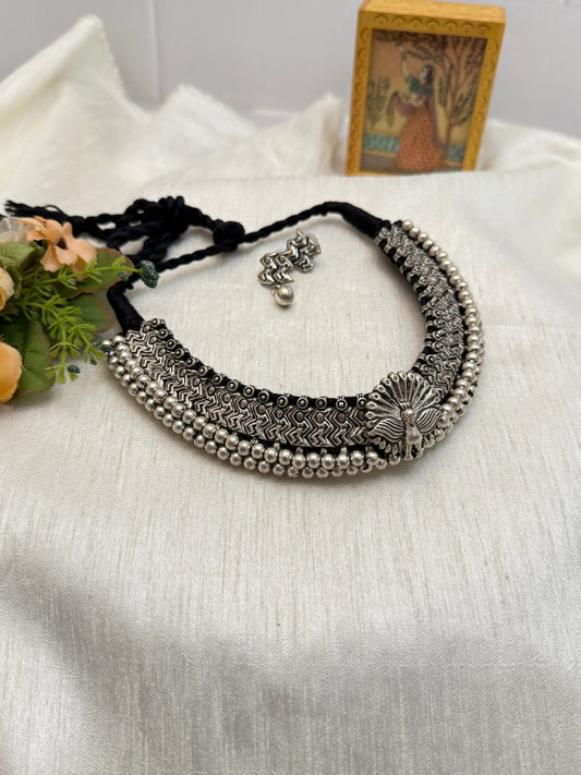 Tussi Oxidised Premium Necklace Set 019 - Mahilas