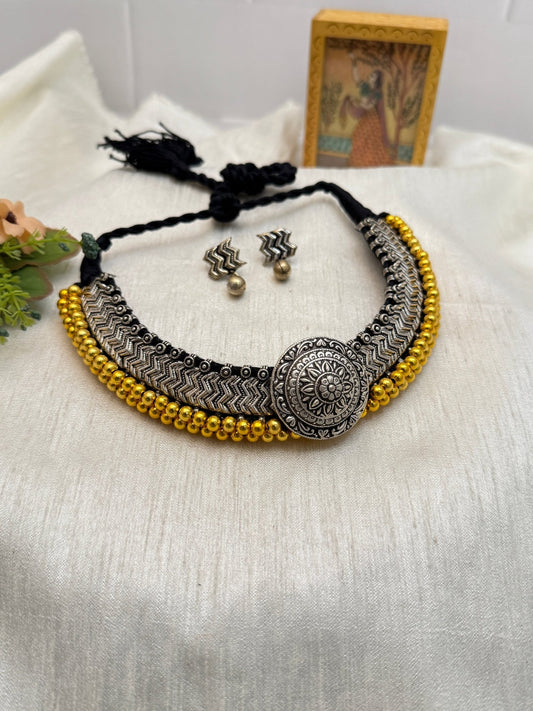 Tussi Oxidised Premium Necklace Set 020 - Mahilas