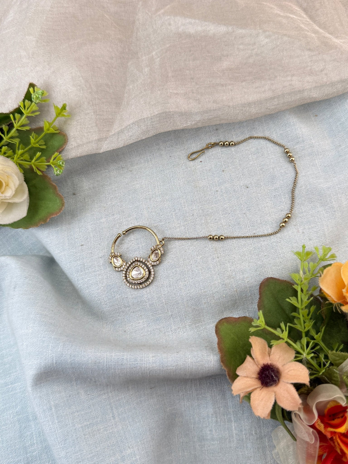Victorian Kundan Nathu Nose Ring | O0023 - Mahilas