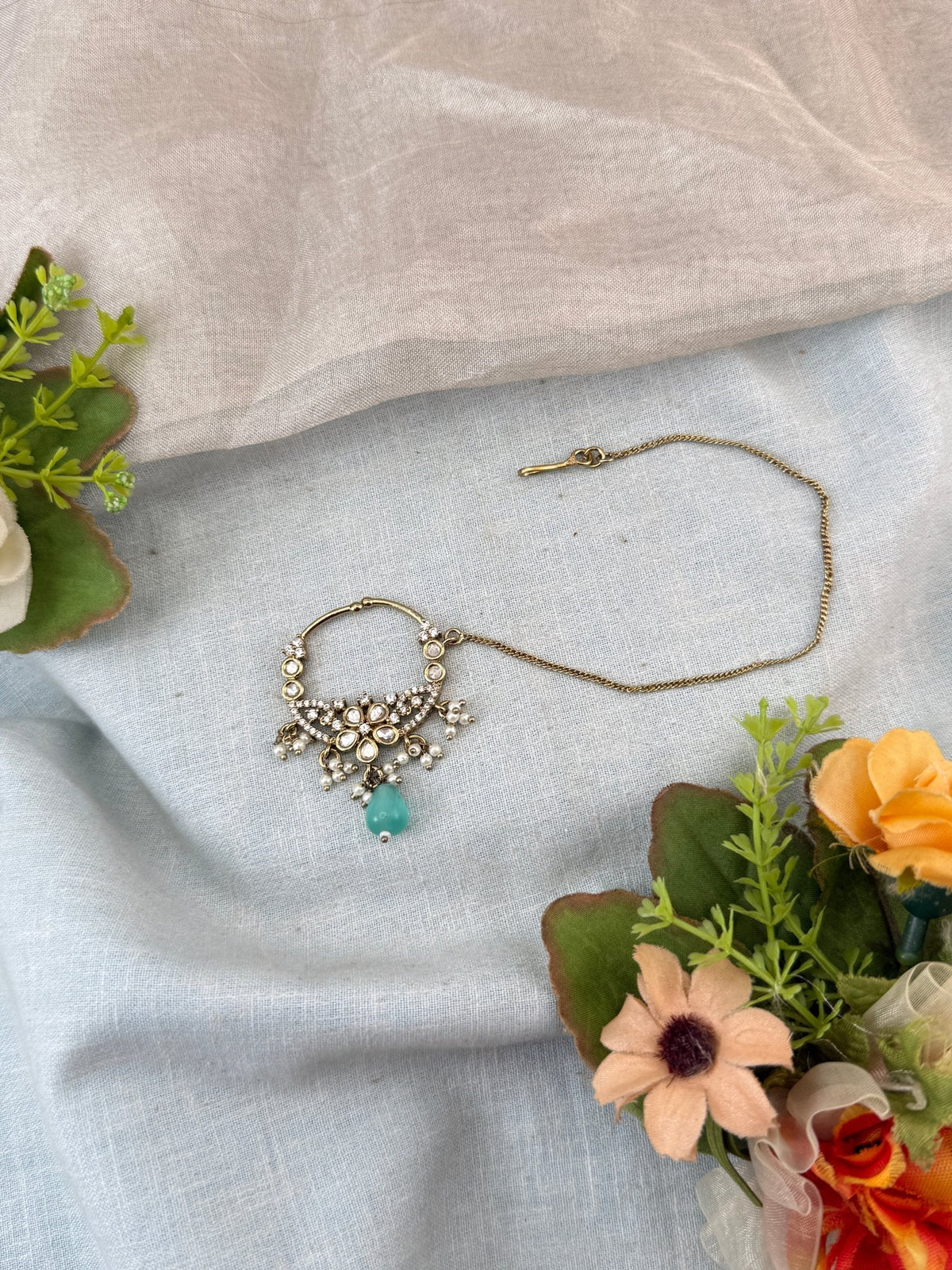 Victorian Kundan Nathu Nose Ring | O0024 - Mahilas