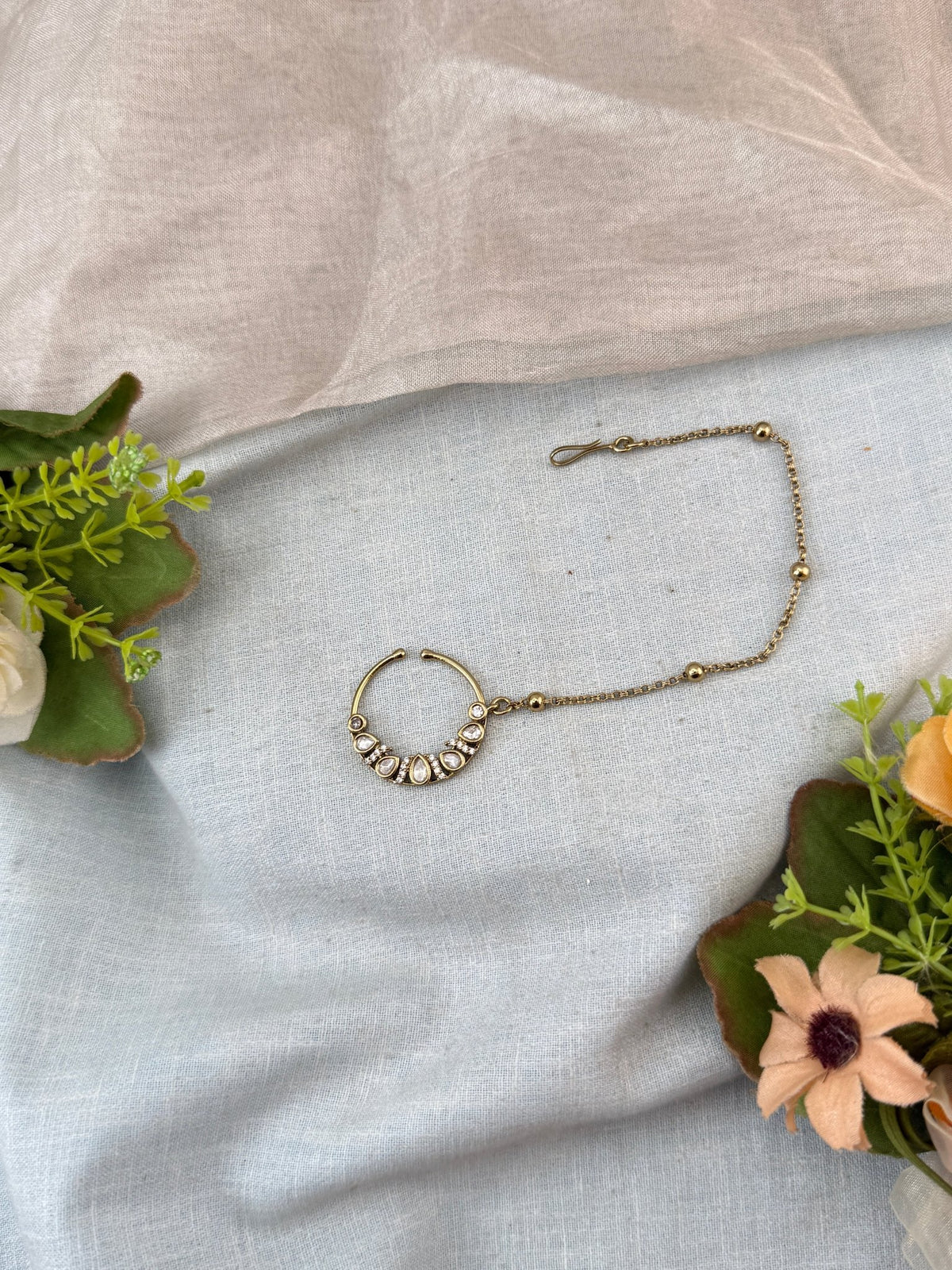 Victorian Kundan Nathu Nose Ring | O0030 - Mahilas
