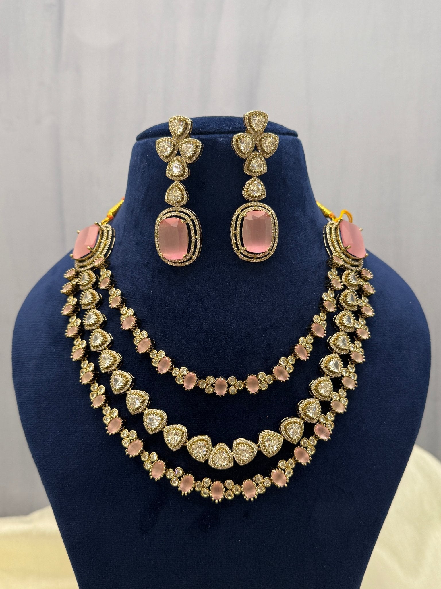 Victorian Kundan Stone Necklace Set 0756 - Mahilas