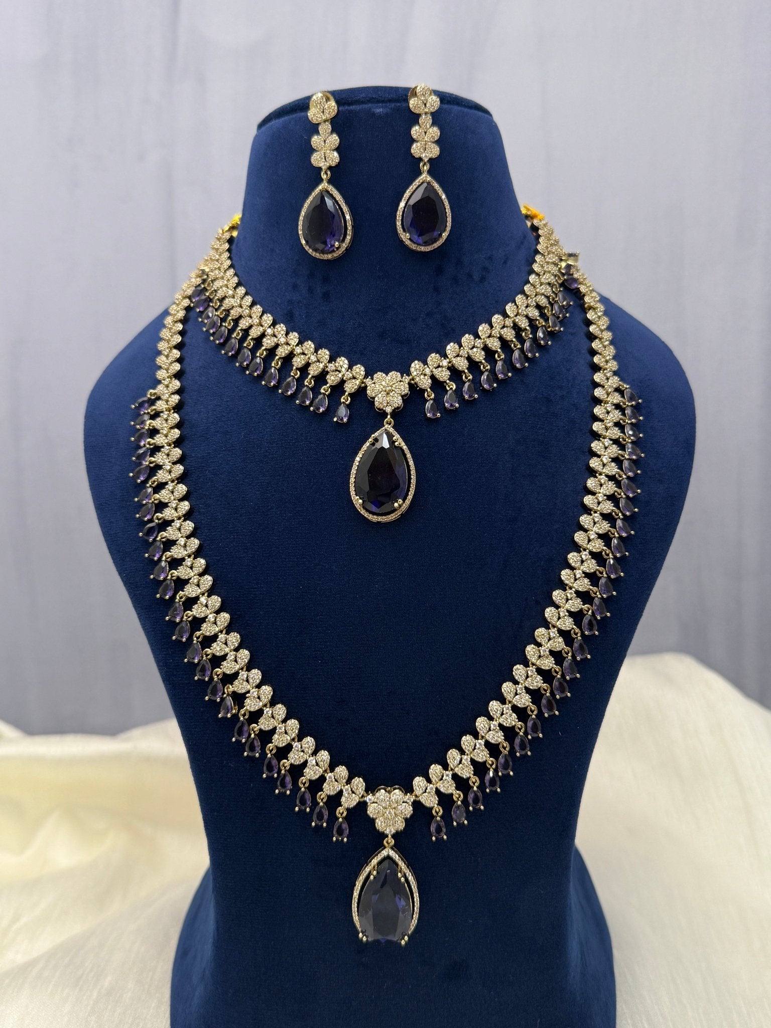 Victorian Kundan Stone Necklace Set 0761 - Mahilas
