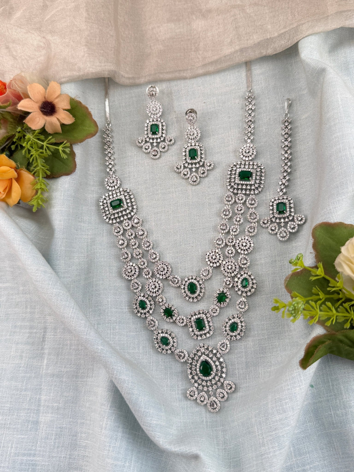 Victorian Stone Layer Long Necklace Set | Combo | 038 - Mahilas