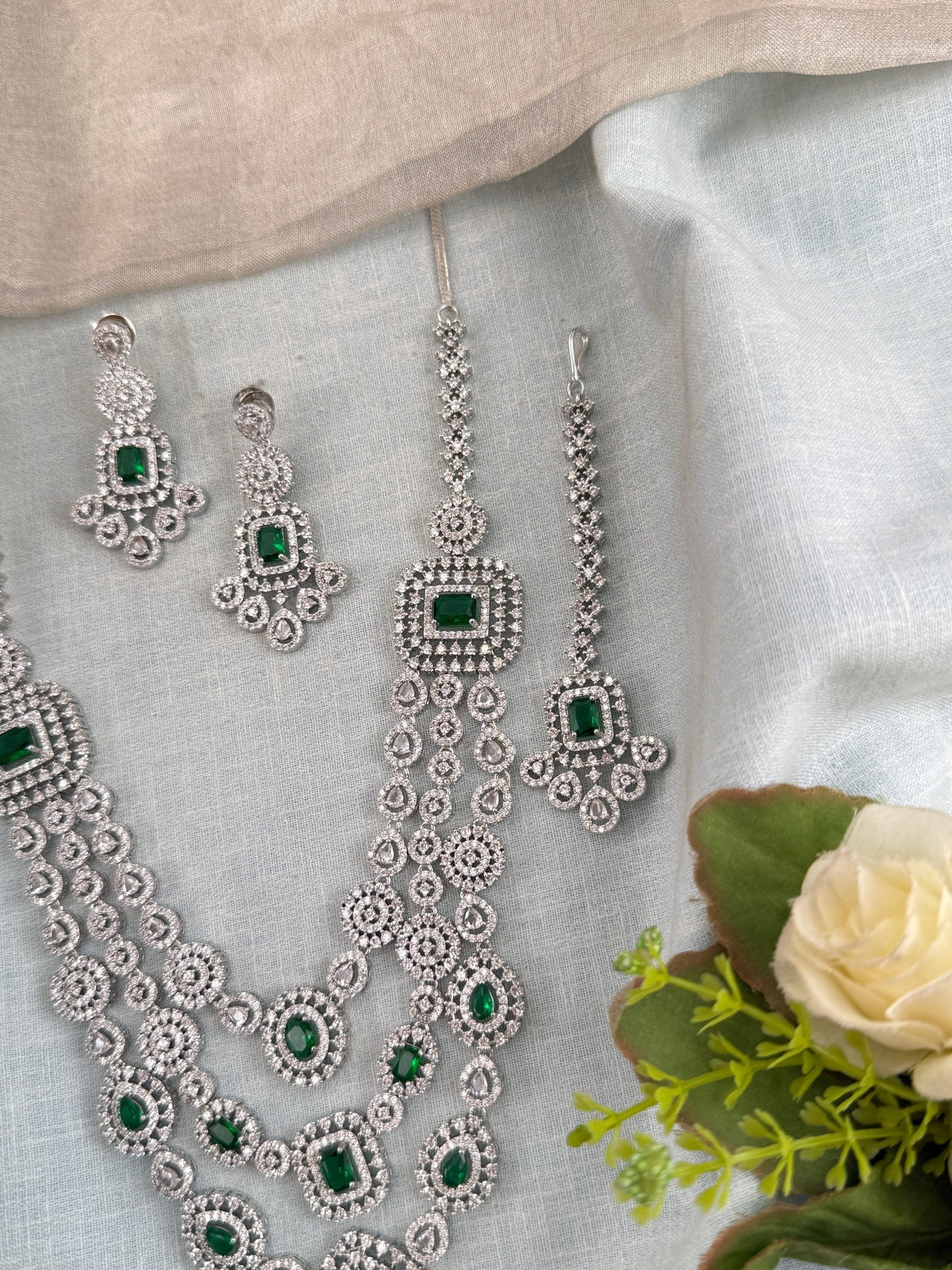 Victorian Stone Layer Long Necklace Set | Combo | 038 - Mahilas
