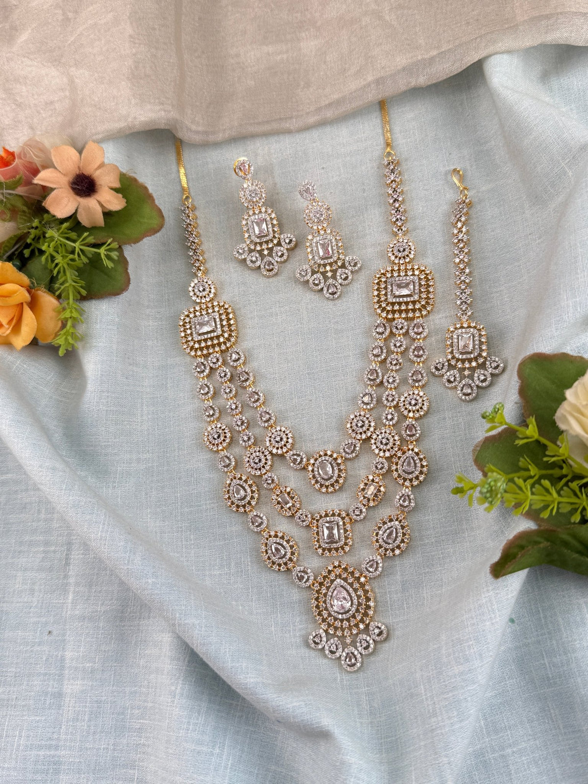 Victorian Stone Layer Long Necklace Set | Combo | 039 - Mahilas