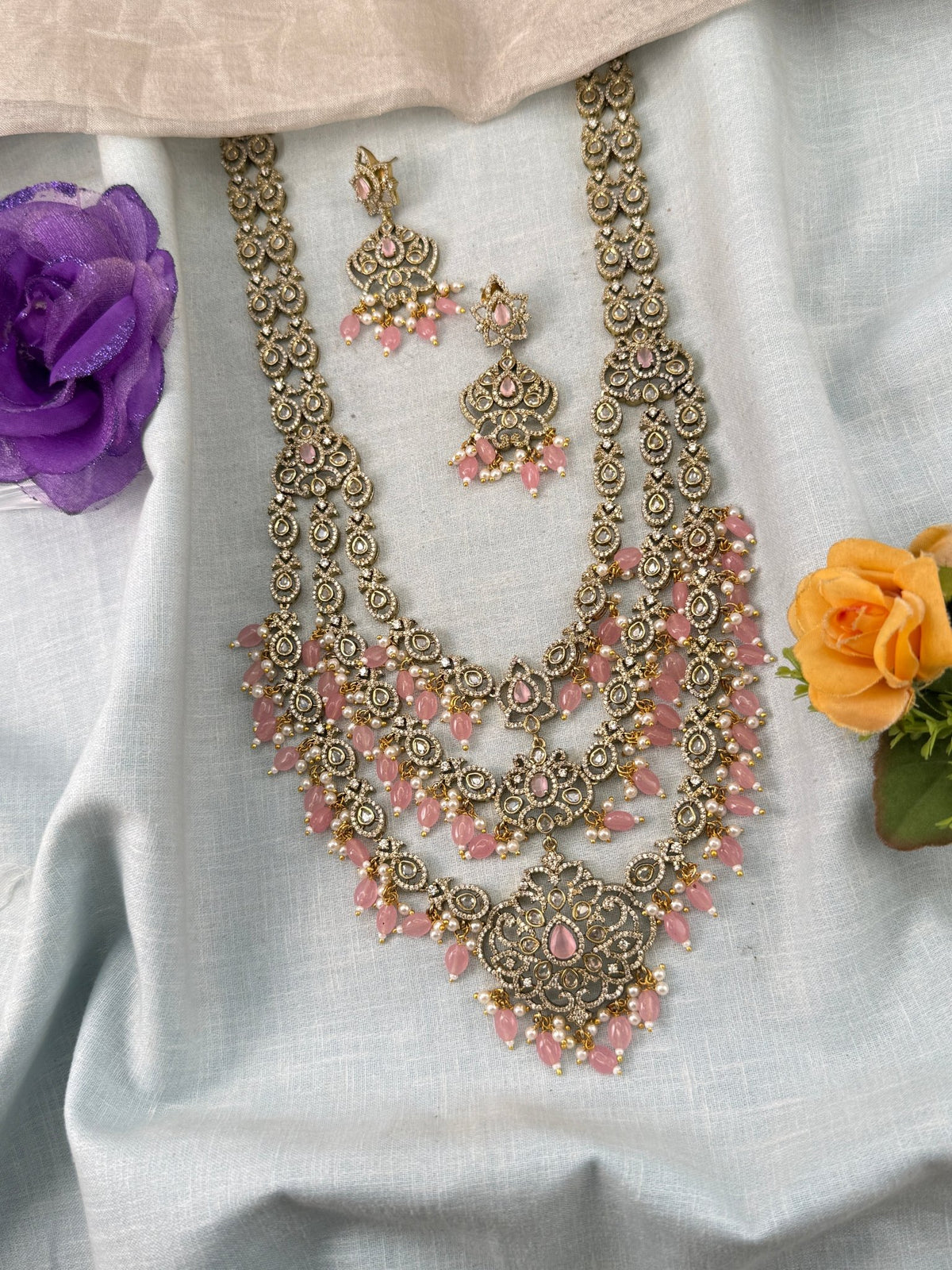 Victorian Stone Long Layer Necklace Set | 005 - Mahilas