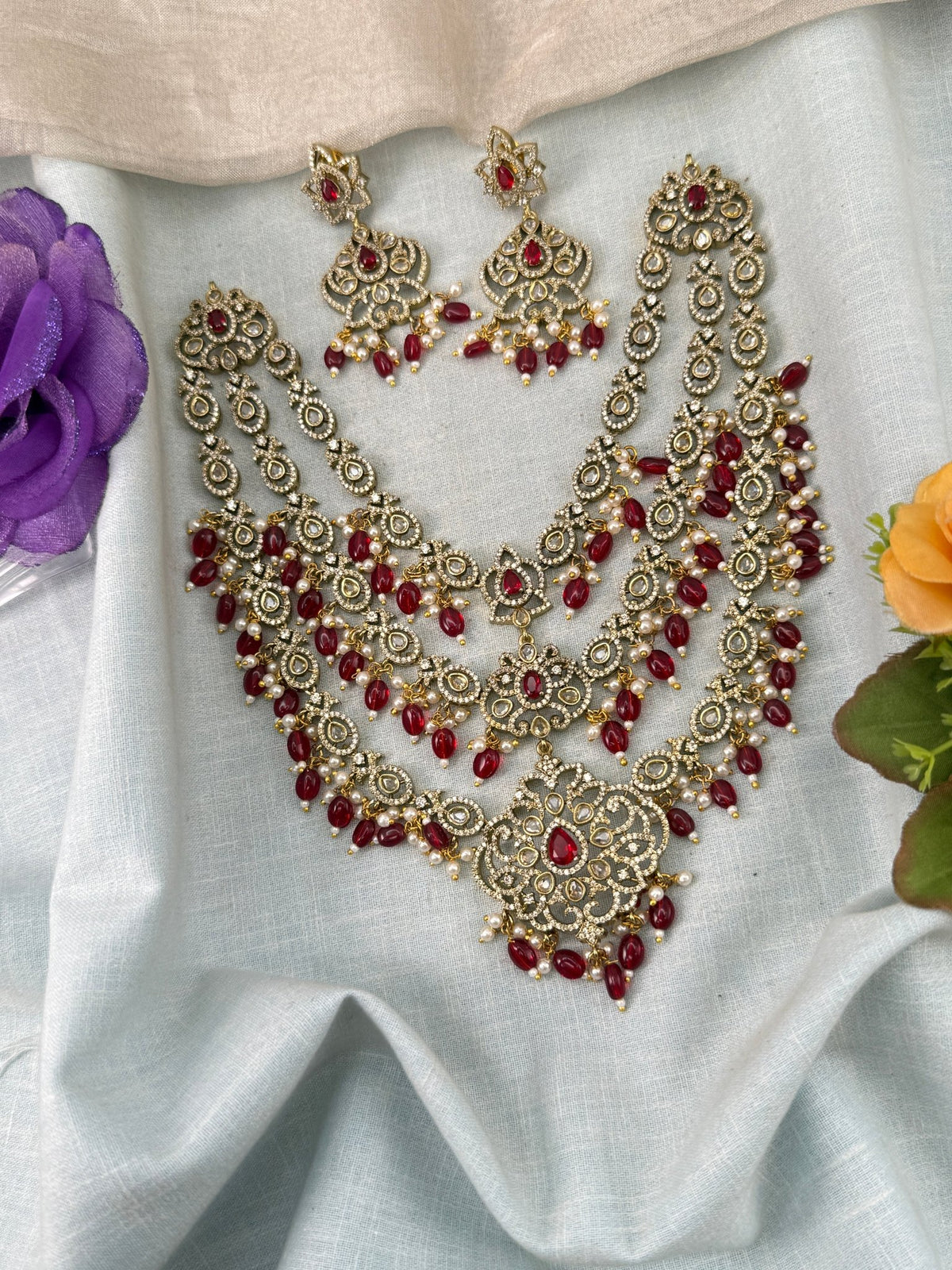 Victorian Stone Short Layer Necklace Set | 007 - Mahilas