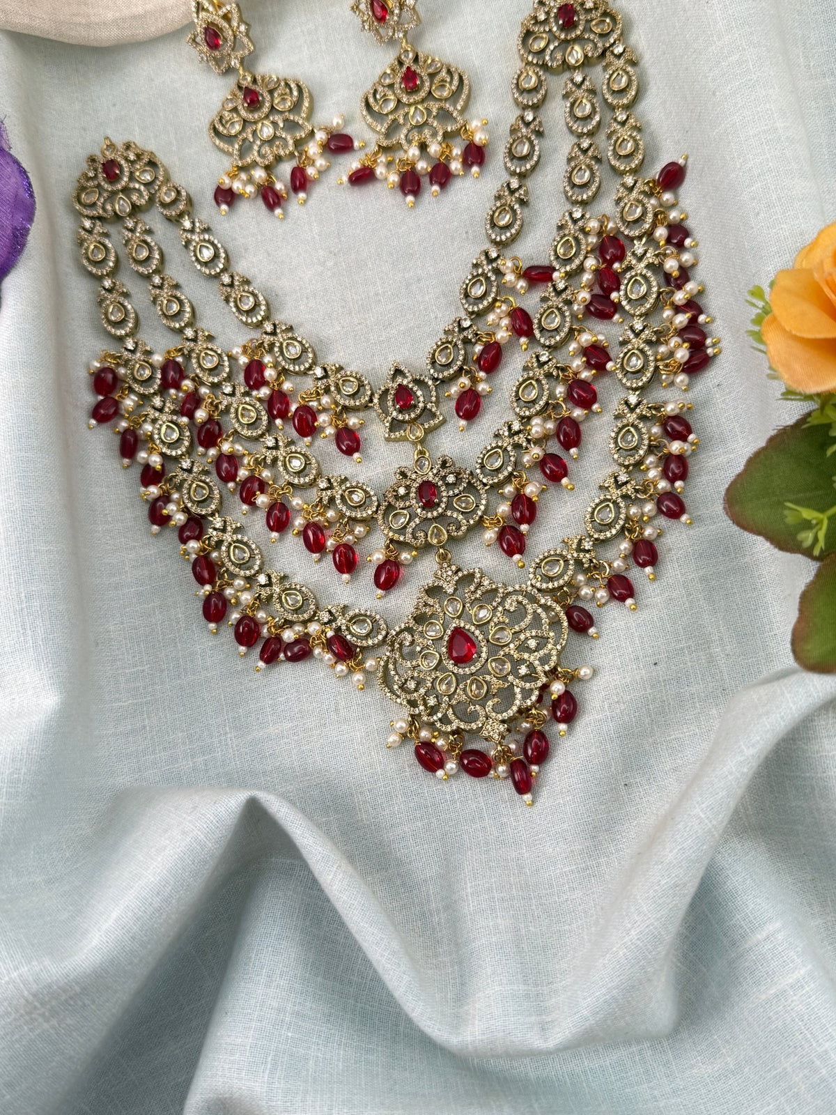 Victorian Stone Short Layer Necklace Set | 007 - Mahilas