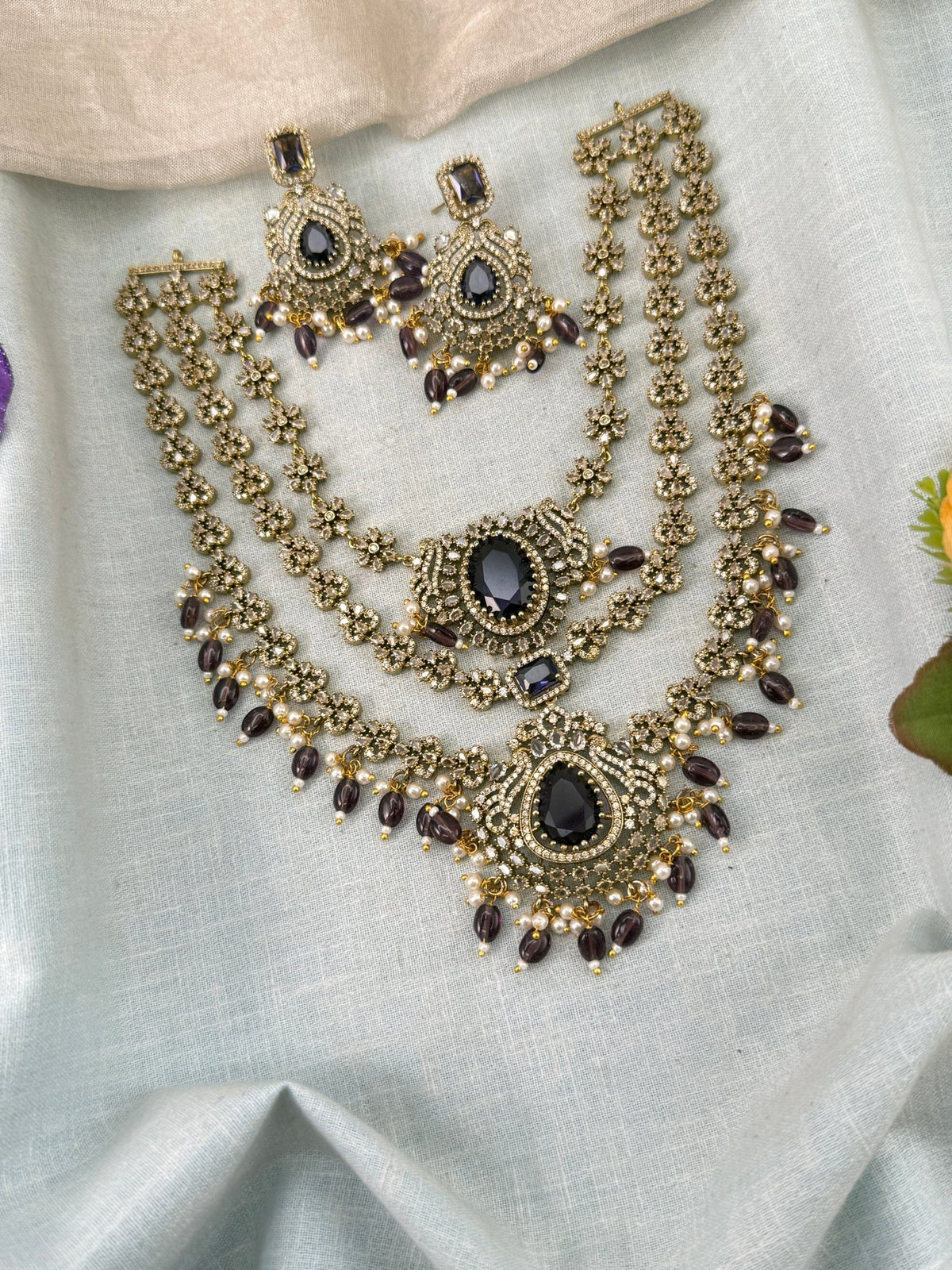 Victorian Stone Short Layer Necklace Set | 008 - Mahilas