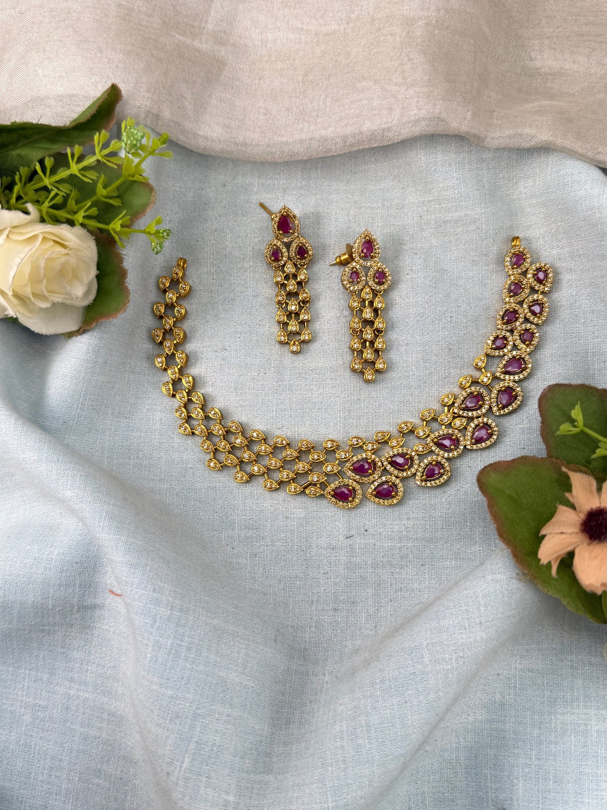 Victorian Stone Short Necklace Set | 019 - Mahilas