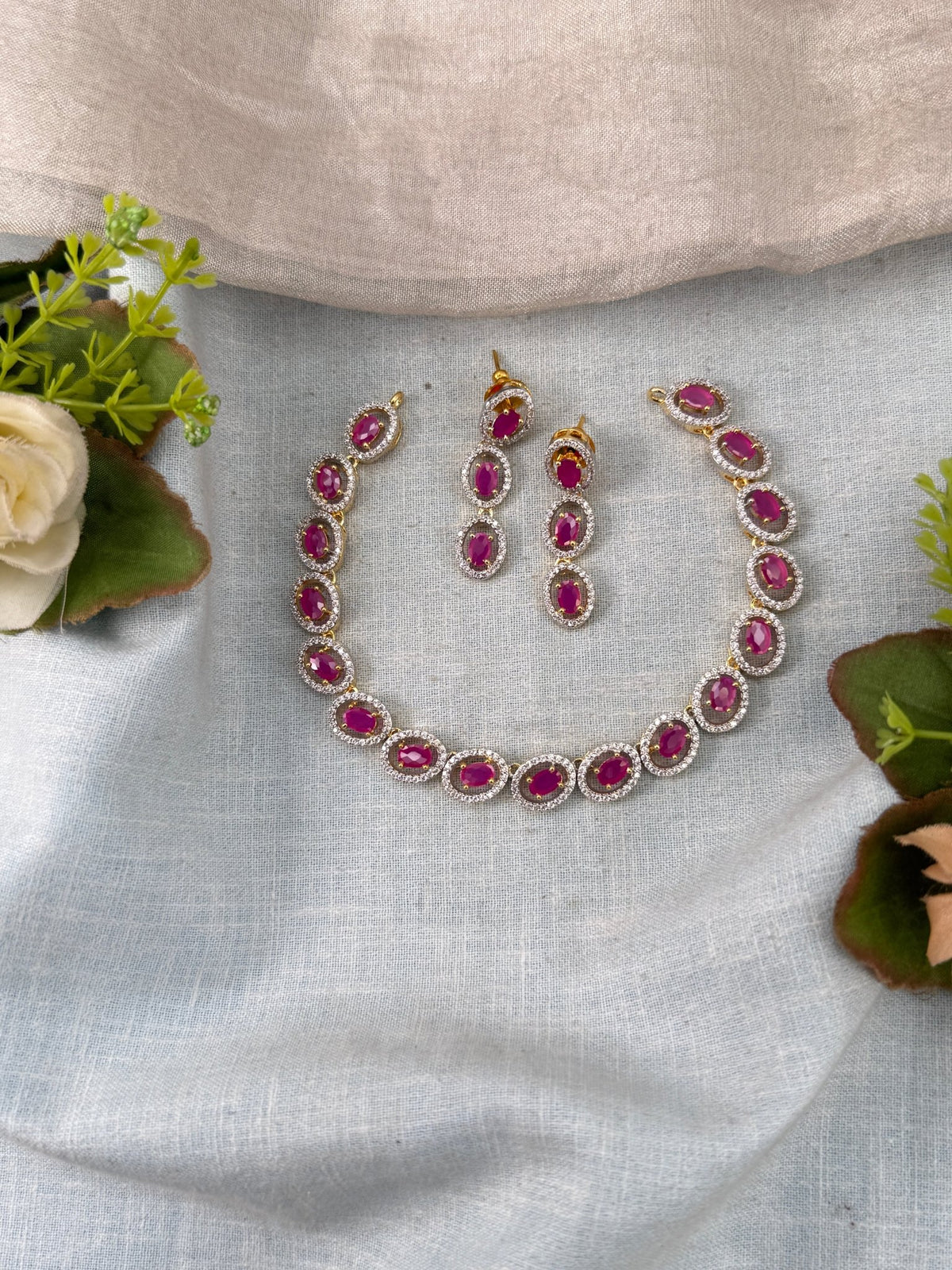 Victorian Stone Short Necklace Set | 031 - Mahilas