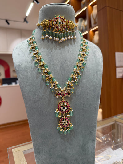 Guttapusalu Jadau Kundan Full Bridal Necklace Set | NC014