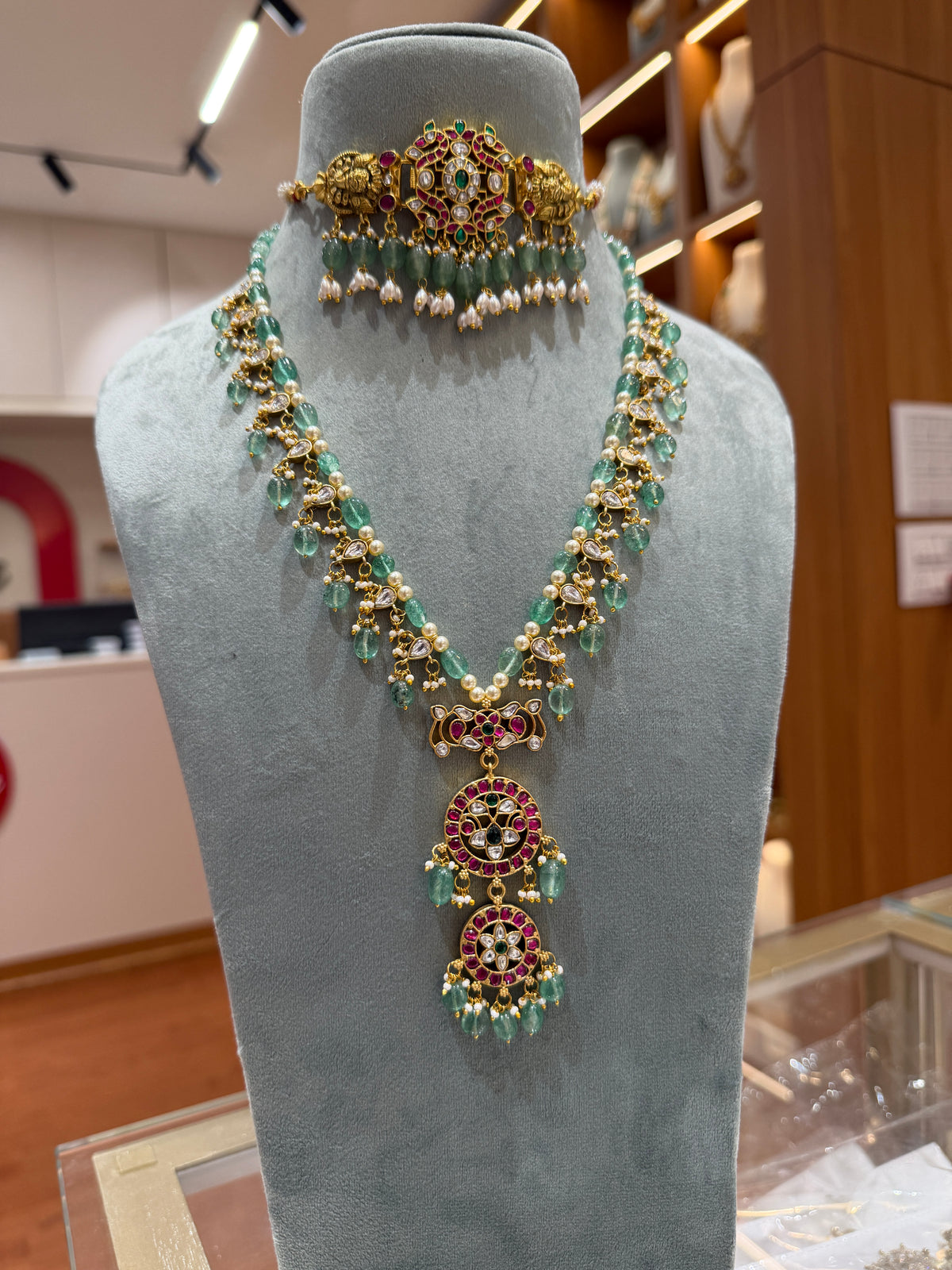 Guttapusalu Jadau Kundan Full Bridal Necklace Set | NC014