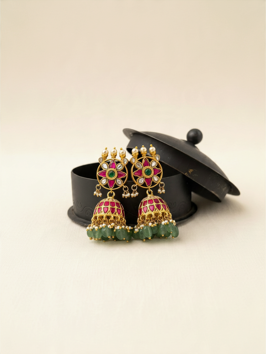 Jadau Kundan Jhumka Earrings| E0680