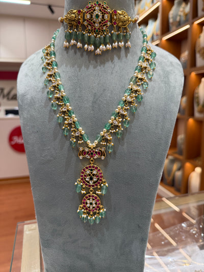 Guttapusalu Jadau Kundan Full Bridal Necklace Set | NC014