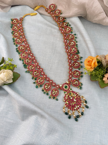 Premium Jadau Kundan Maharani Bottumala Long Necklace Set 1153