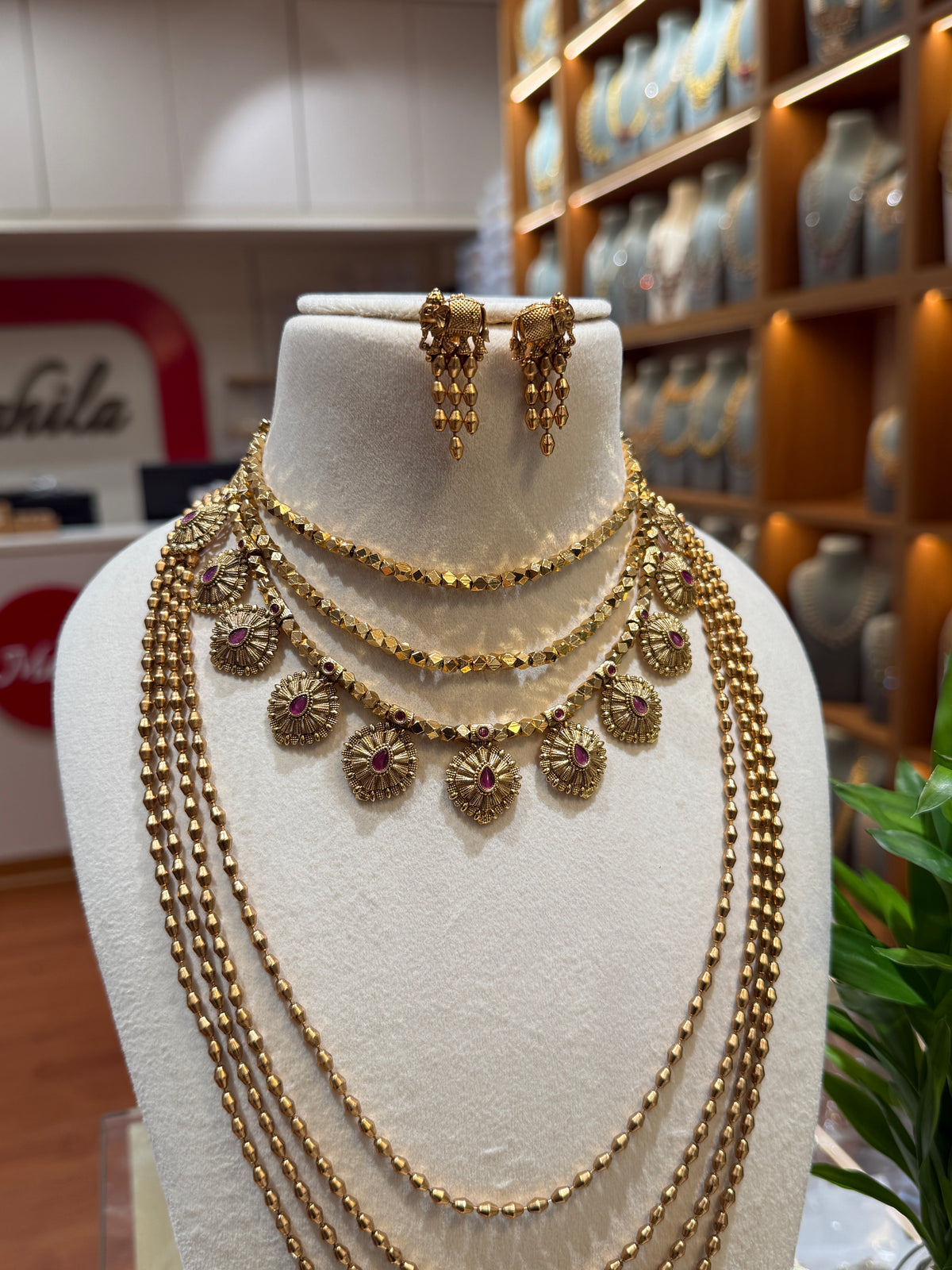 Antique Layer Beads & Chain Full Necklace Set | NC009