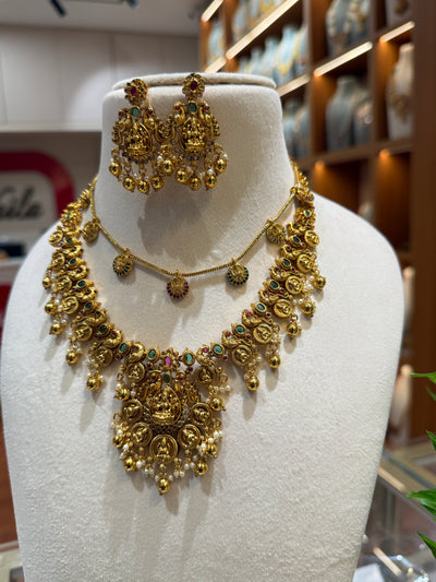 Antique Kaasu Pendant & Chain Full Necklace Set | NC006