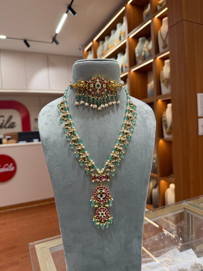 Guttapusalu Jadau Kundan Full Bridal Necklace Set | NC014
