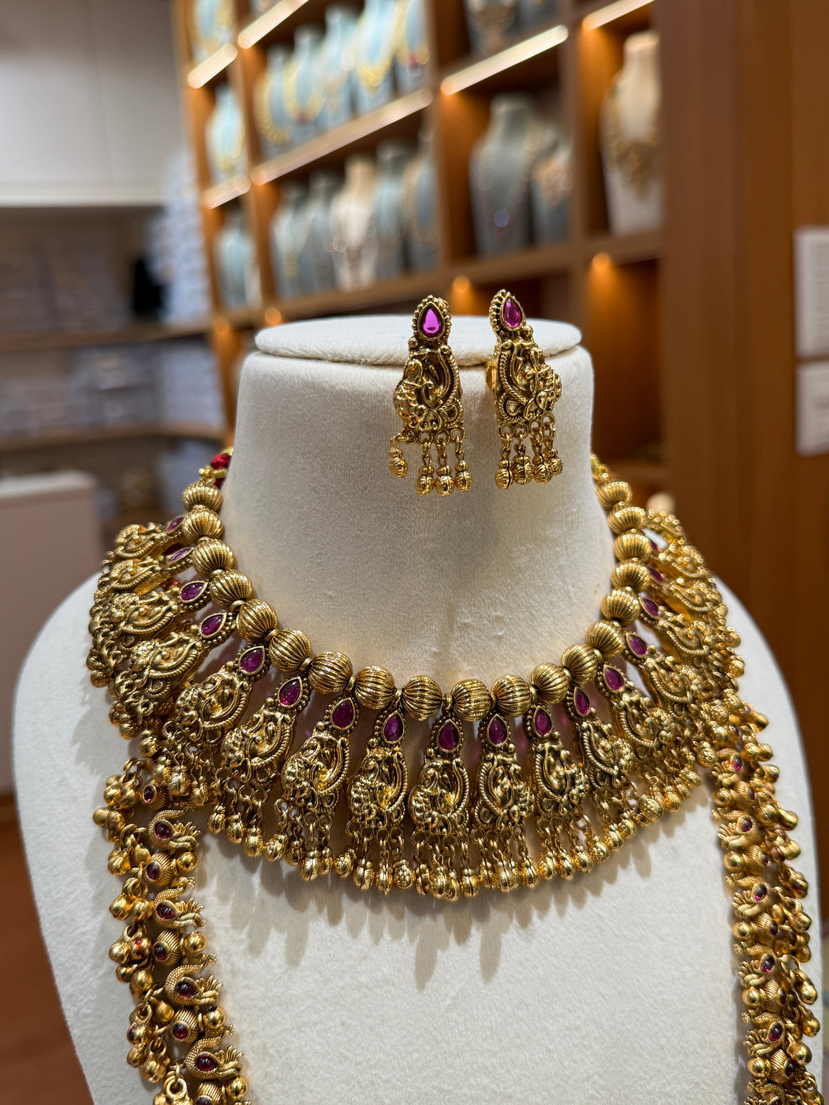 Antique Bell Beads Choker Chain Full Necklace Set | NC010