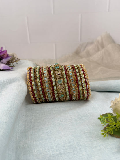 Luxurious Antique & Victorian Stone Bridal Bangle Set - 5329