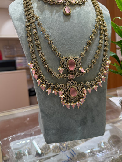 Victorian Stone Layer Bridal Necklace Full Set| NC015