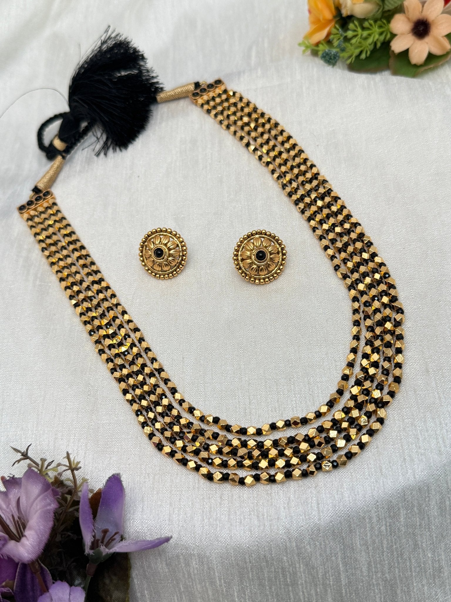 5 Layer Black Antique Necklace Set 554 - Mahilas
