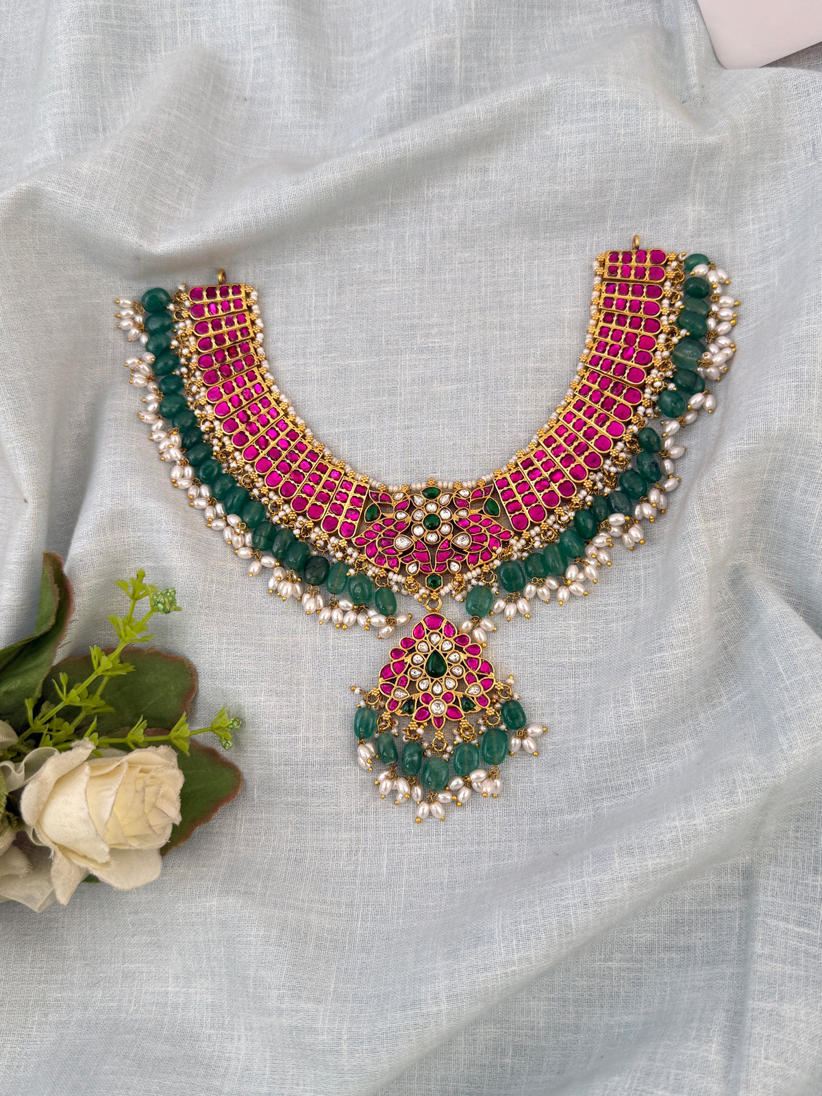 Jadau Kundan Necklace Reversible Grand Short Set | N0591