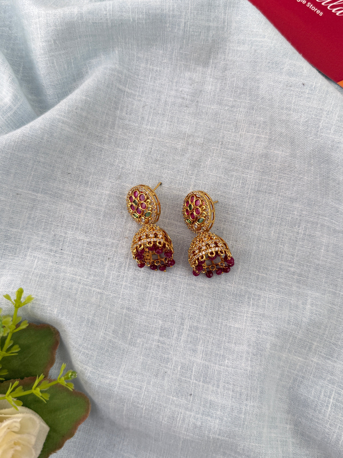 Antique Peacock Earrcuff & Jhumka Combo Earrings| E0773 A