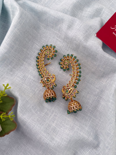 Antique Peacock Earrcuff & Jhumka Combo Earrings| E0773