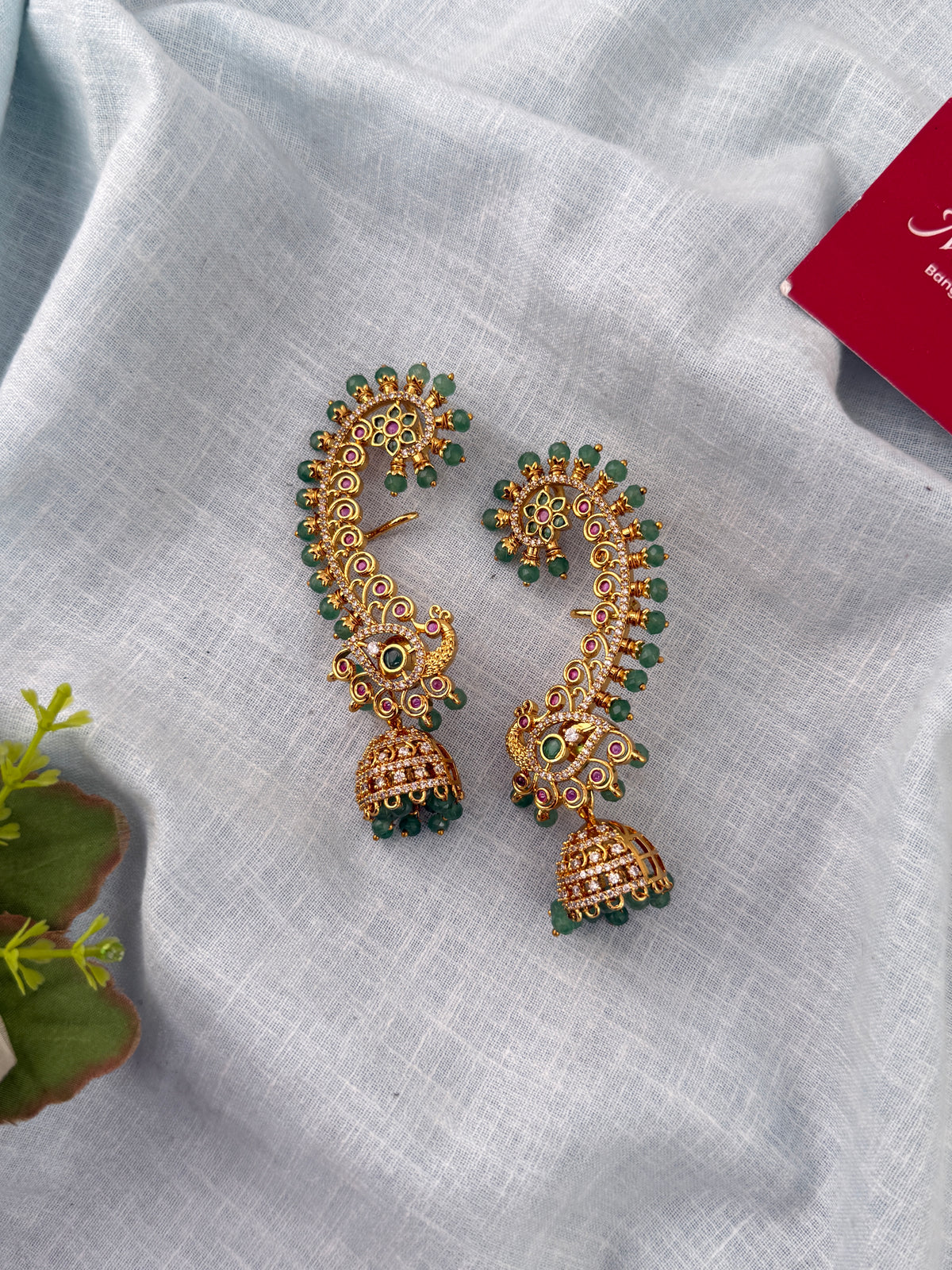 Antique Peacock Earrcuff & Jhumka Combo Earrings| E0773
