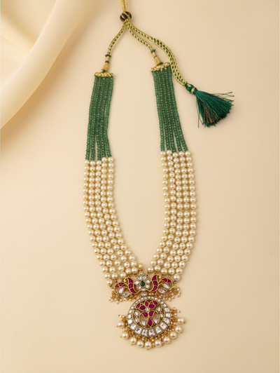 Pearl Layered Necklce Jadau Kundan Premium | N1100