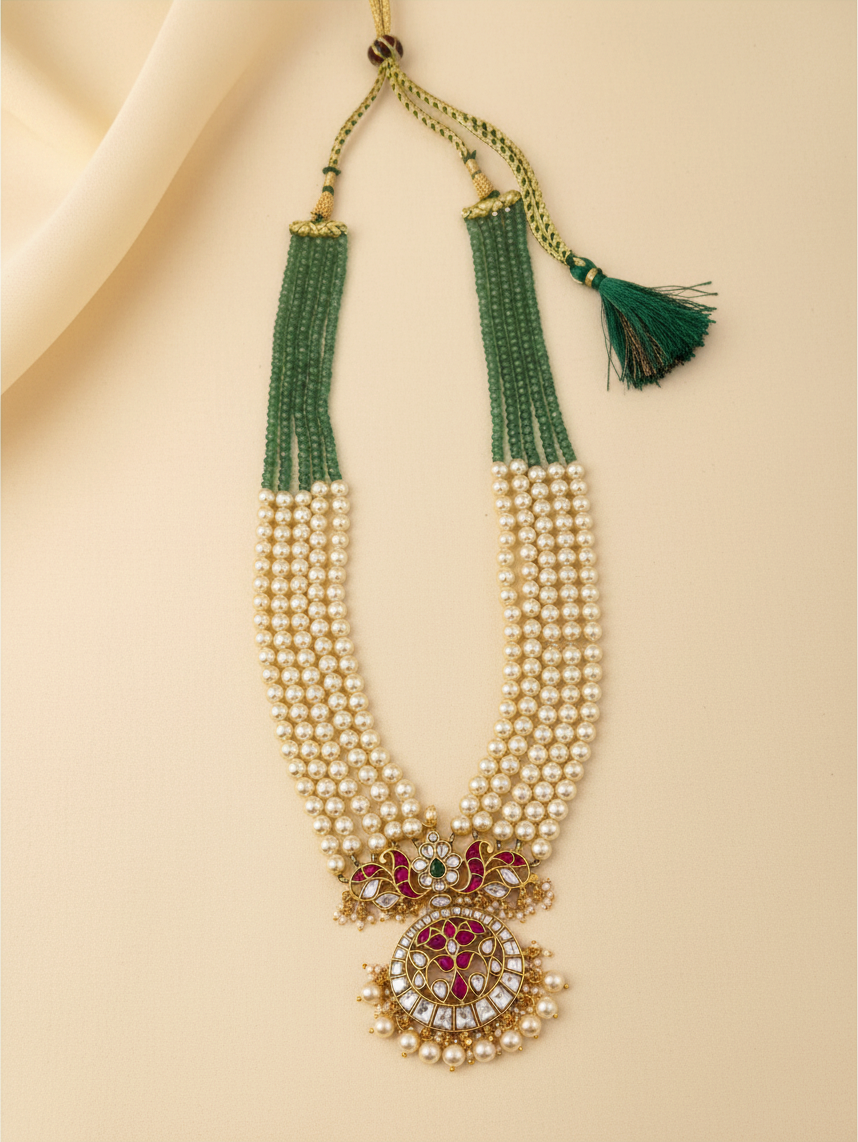 Pearl Layered Necklce Jadau Kundan Premium | N1100