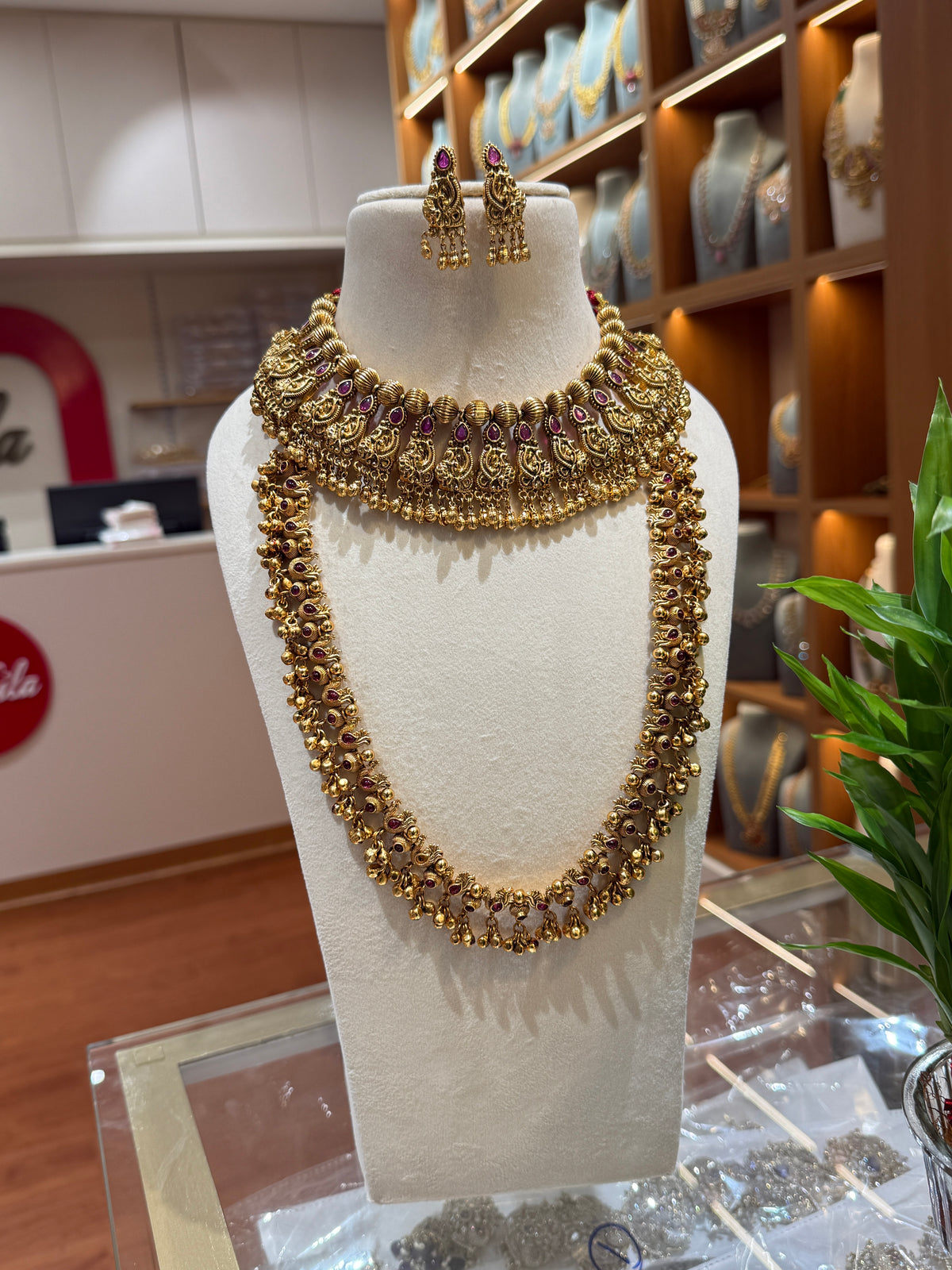 Antique Bell Beads Choker Chain Full Necklace Set | NC010